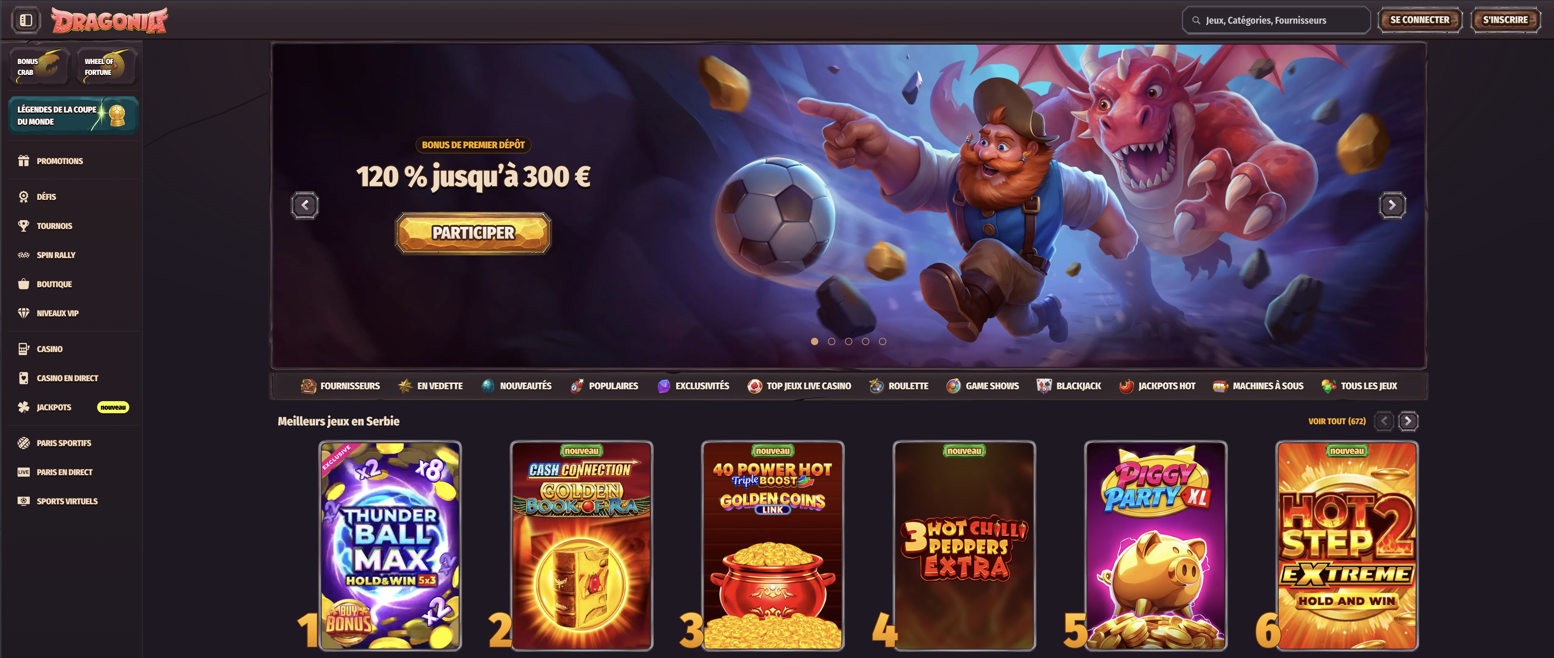 Capture d’écran de Dragonia Casino